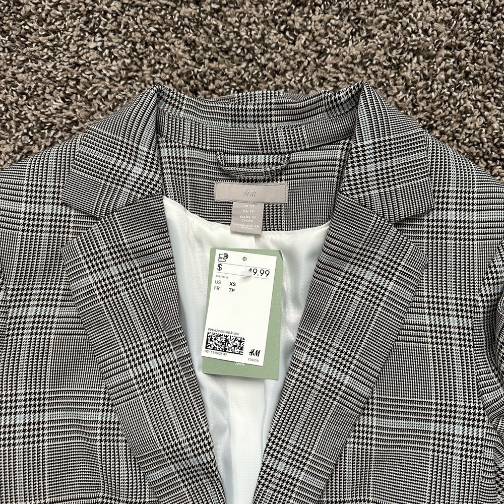 Plaid Gray Blazer Jacket - Picture 2 of 3